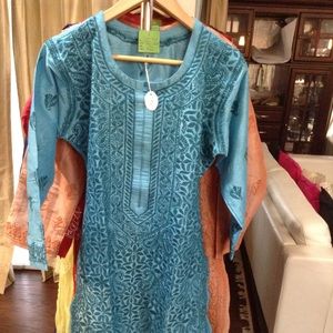 Dusky blue raw dupion vegan silk kurta